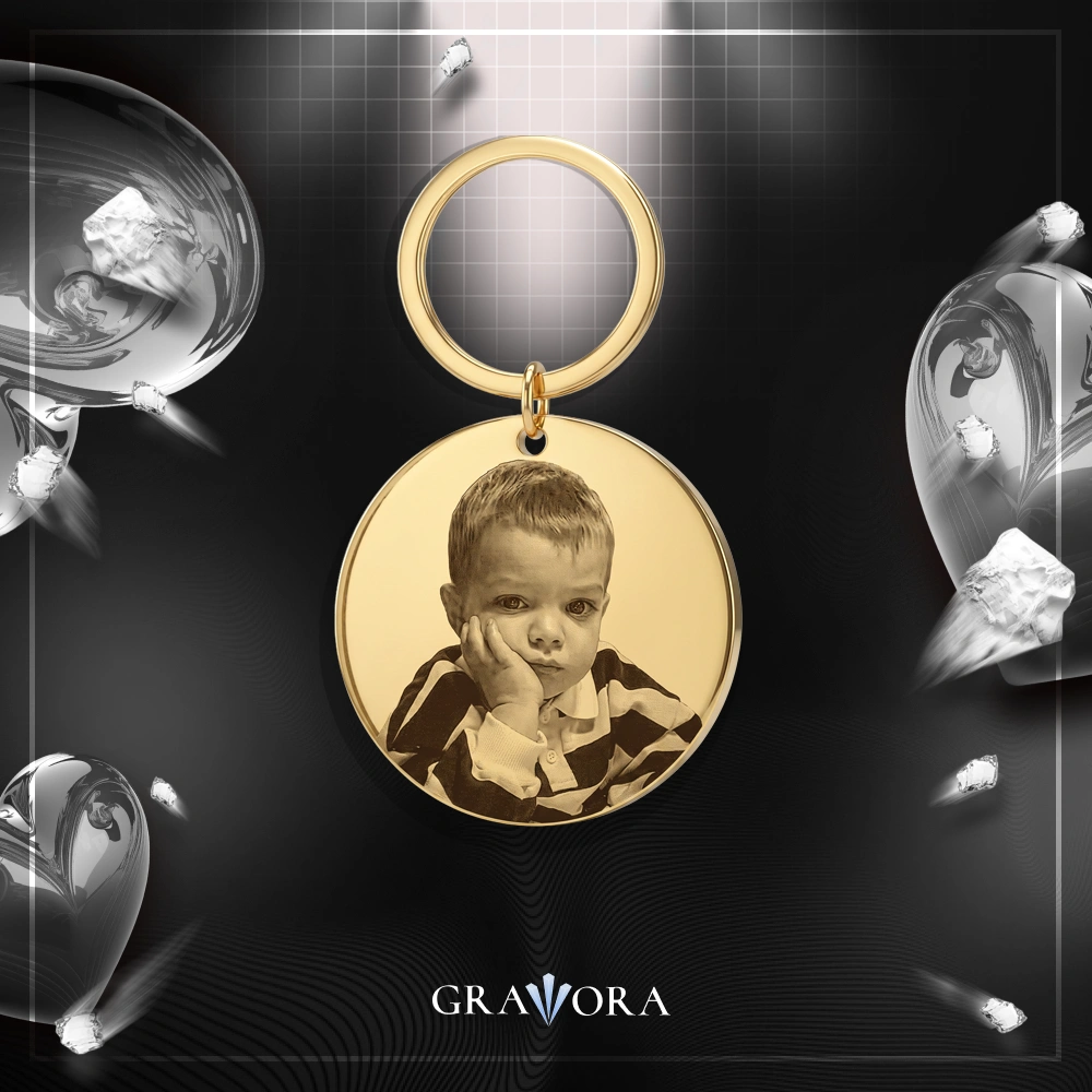 Breloc Gold Coin gravat cu poza
